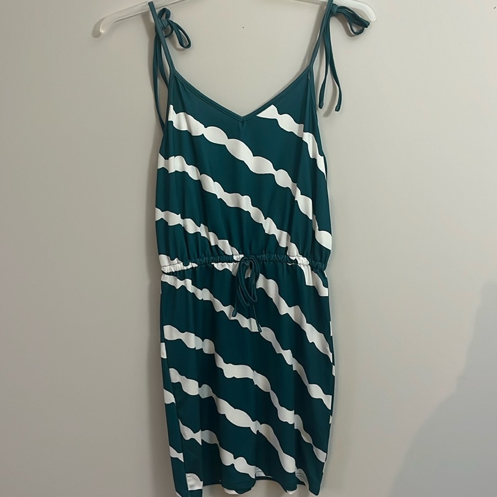 White and green patterned dress